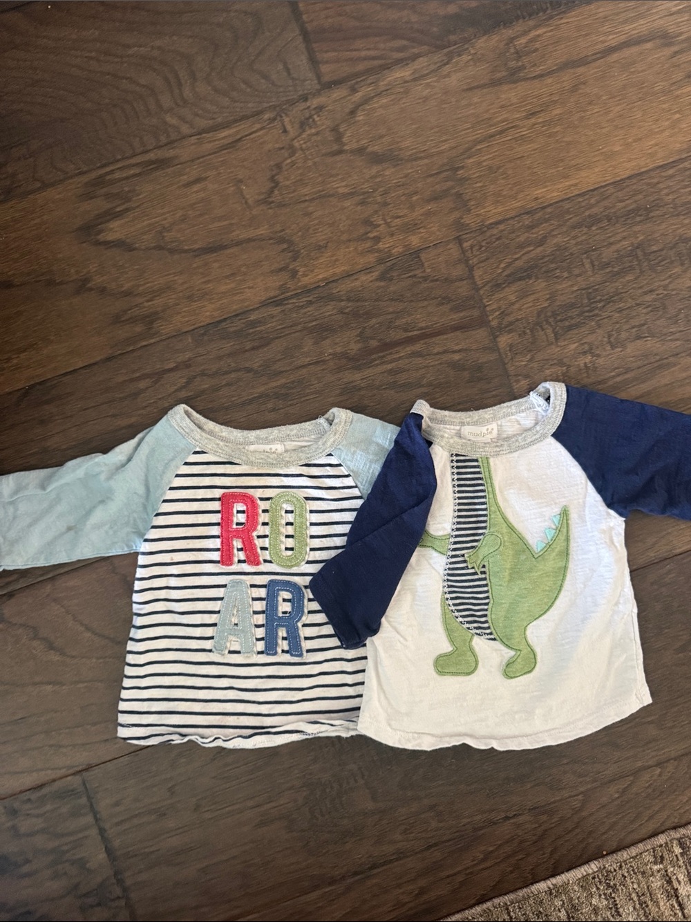 Mudpie Boys Long-Sleeve Dino & Striped Graphic Tops - Blue/Green